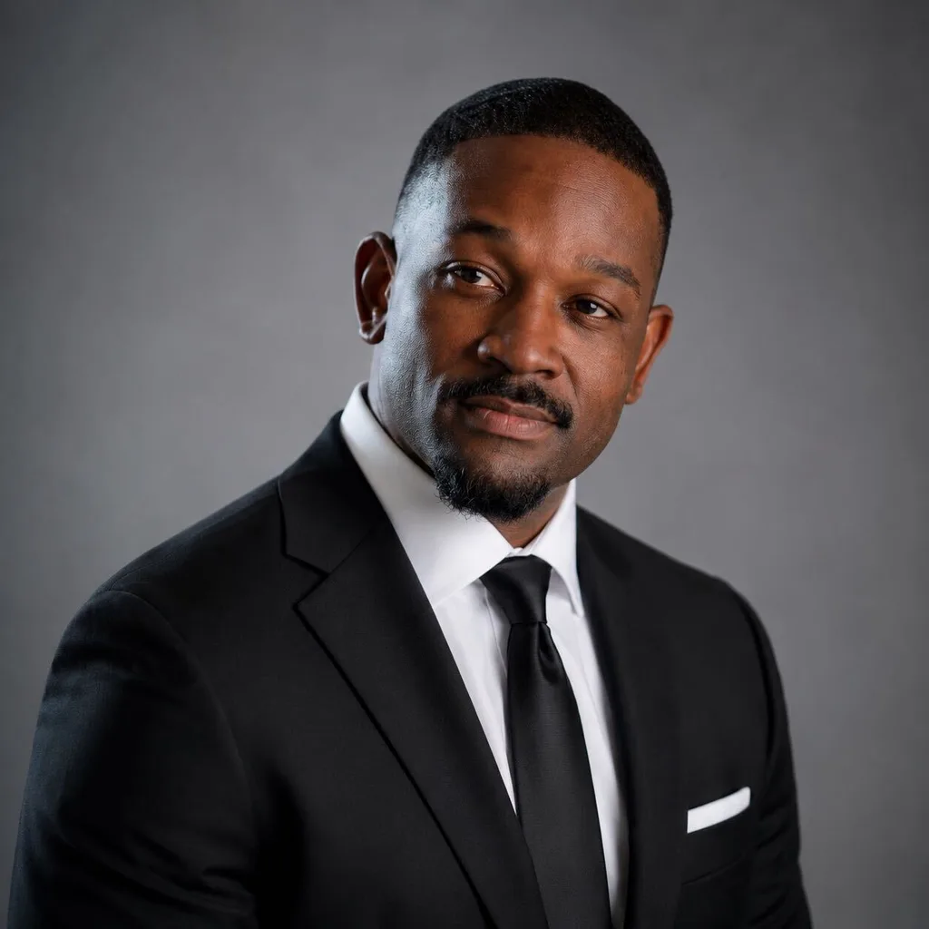 Kerry, founder of OC Water Pros, in a dark suit and tie against a gray studio backdrop